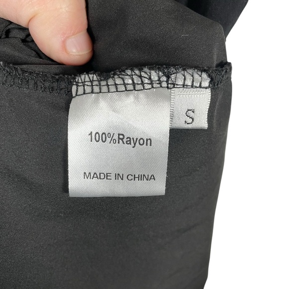 Swiss Dot Tiered Ruffle Babydoll Tie Strap Mini Dress in Black Size S - Picture 8 of 9